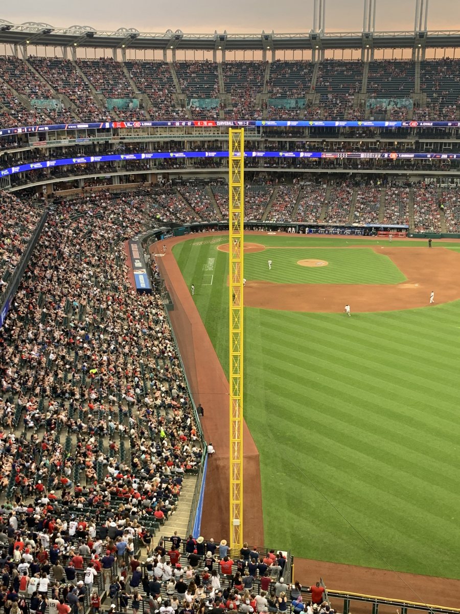 Progressive Field in Cleveland viewed from the first base line, the ballpark at the center of this season's clearest form versus record argument